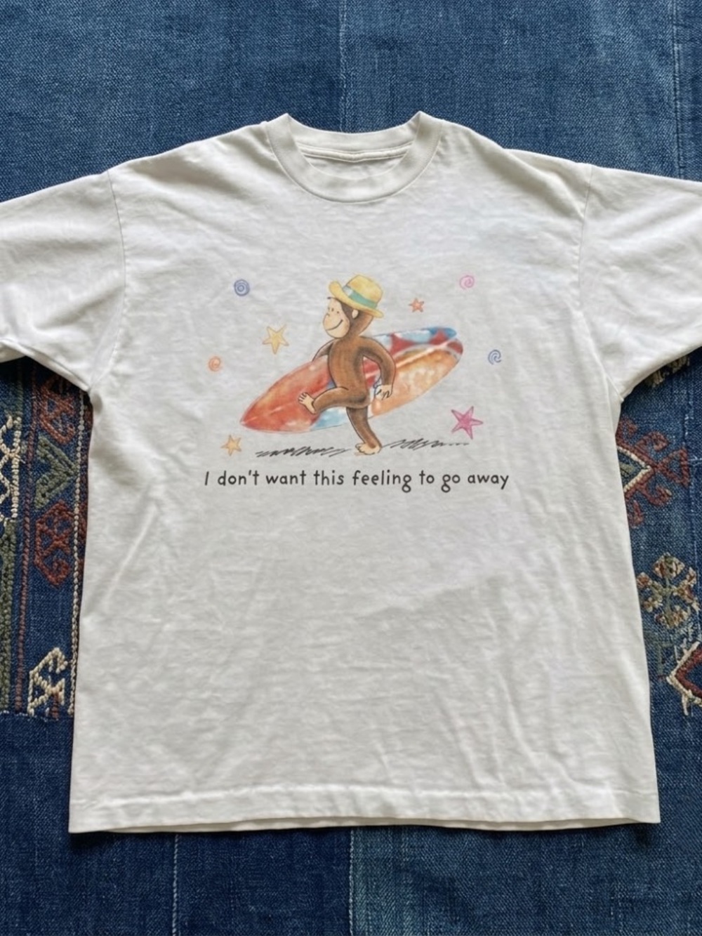 Curious George Graphic Tee White Pastel Surf